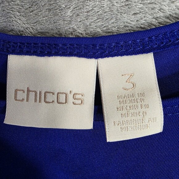 Womens Chico's Saphire Blue Tank Top Sleeveless Nylon Spandex Blend Size 3 - Picture 2 of 8